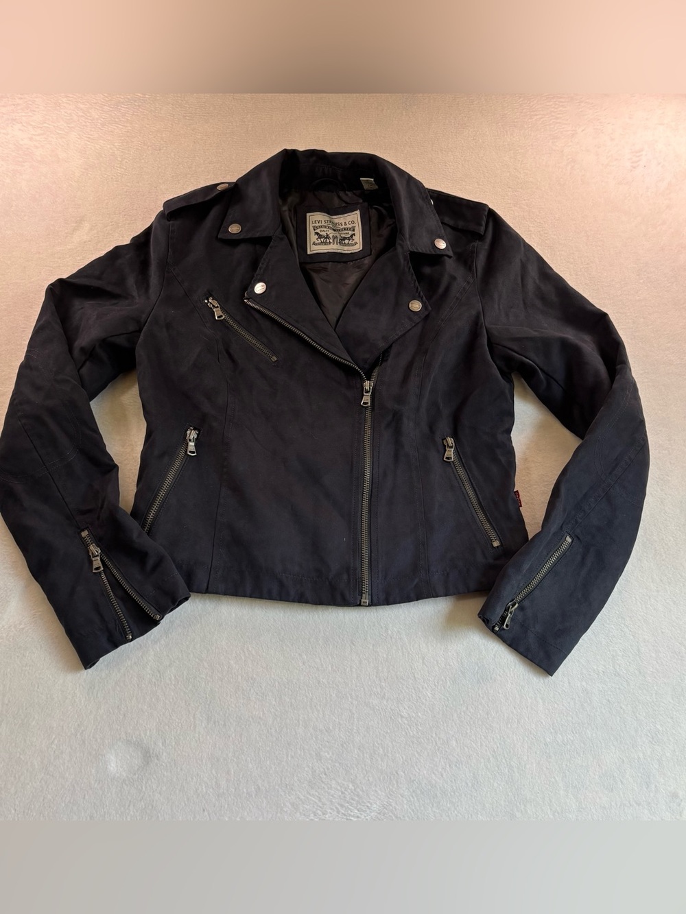Levi's Dark Blue Women's Suede Feel Moto Jacket